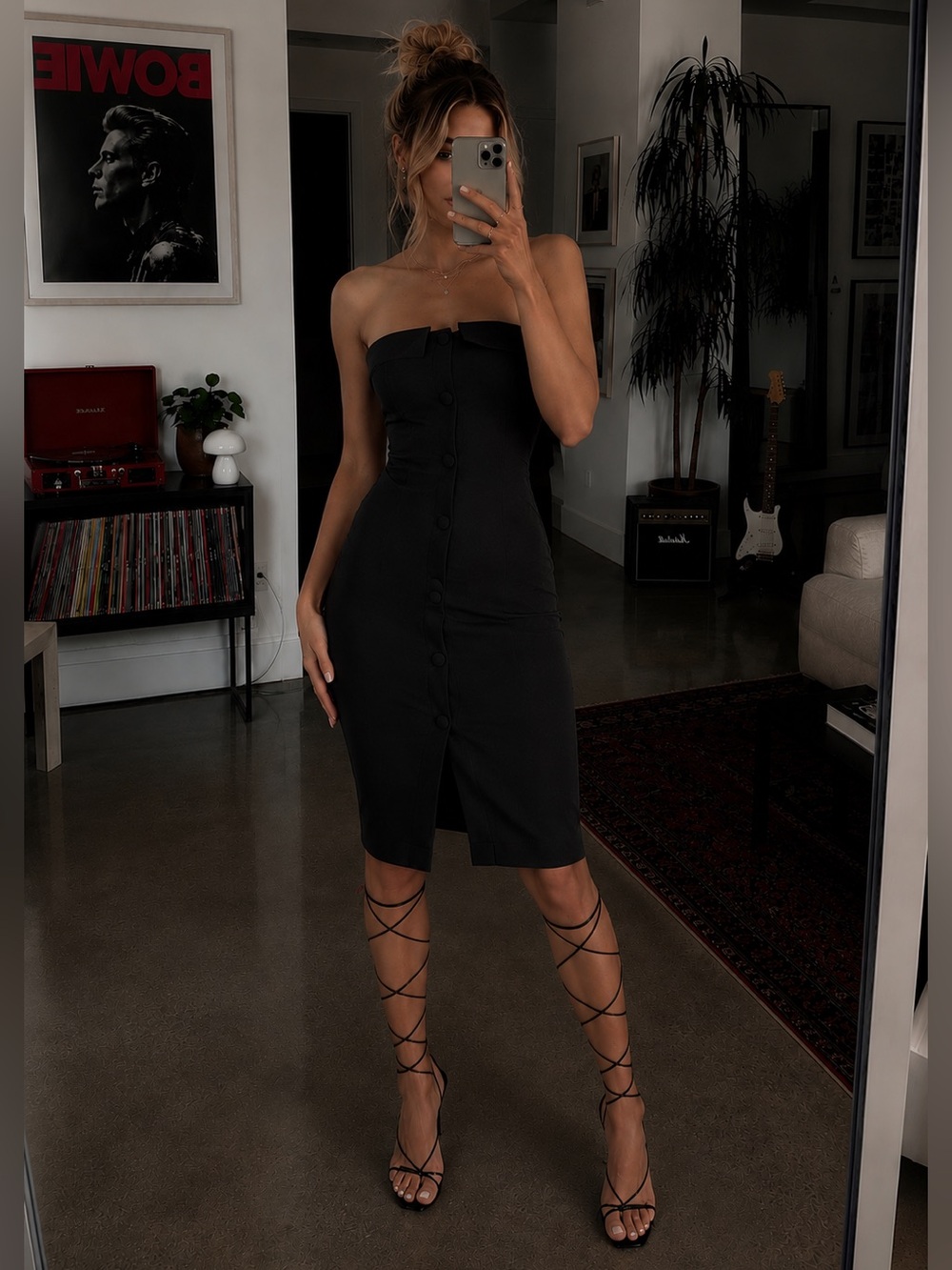 Fashion Nova Black Not the Average Strapless Tuxedo Midi Dress XS New NWT